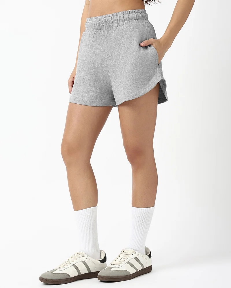 bewakoof Women's Grey Oversized Shorts